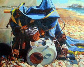 <em>Beach Engine</em>, oil on canvas, 40x50cm