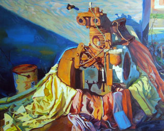 <em>Cloth Engine</em>, oil on canvas, 60x70cm