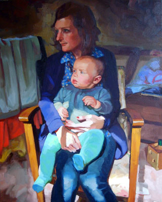 <em>Mother and Child</em>, oil on canvas, 75x60cm