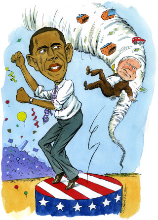 Pen & ink with watercolour, published in <em>The Spectator</em>